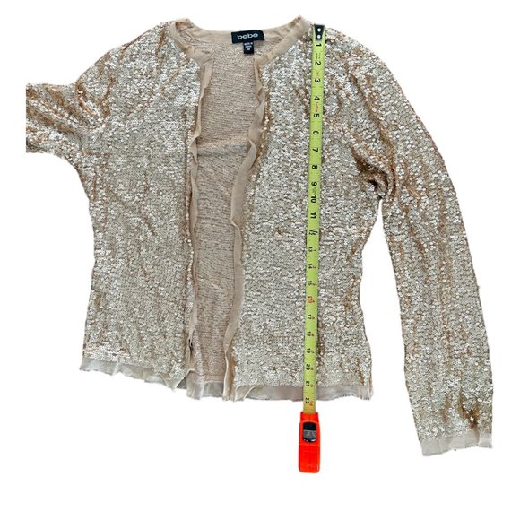 Vintage BeBe Gold Sequined Long Sleeved Open Cardigan Size M - Picture 8 of 8